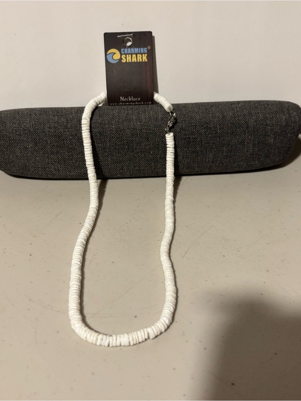Charming Shark White Beaded Necklace. Puka neck shells  new woman or men